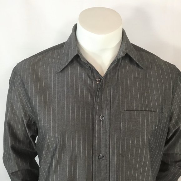 GAP Grey Striped Dress Shirt - Picture 3 of 3